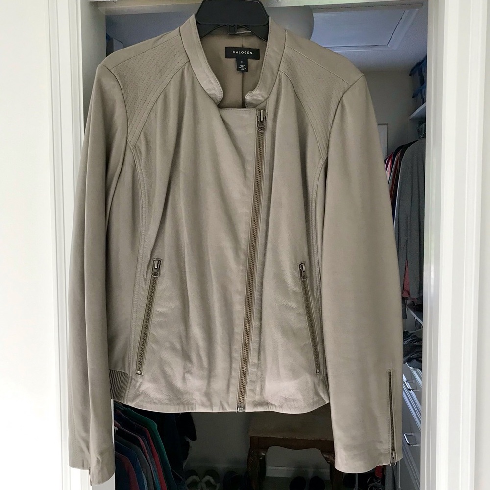 NWT Halogen Asymmetrical Zip Leather Moto Jacket, XL